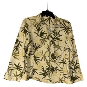 Lee One True Fit Vintage Womens Hawaiian Palm Blouse Stretch XL‎ Resort Cruise